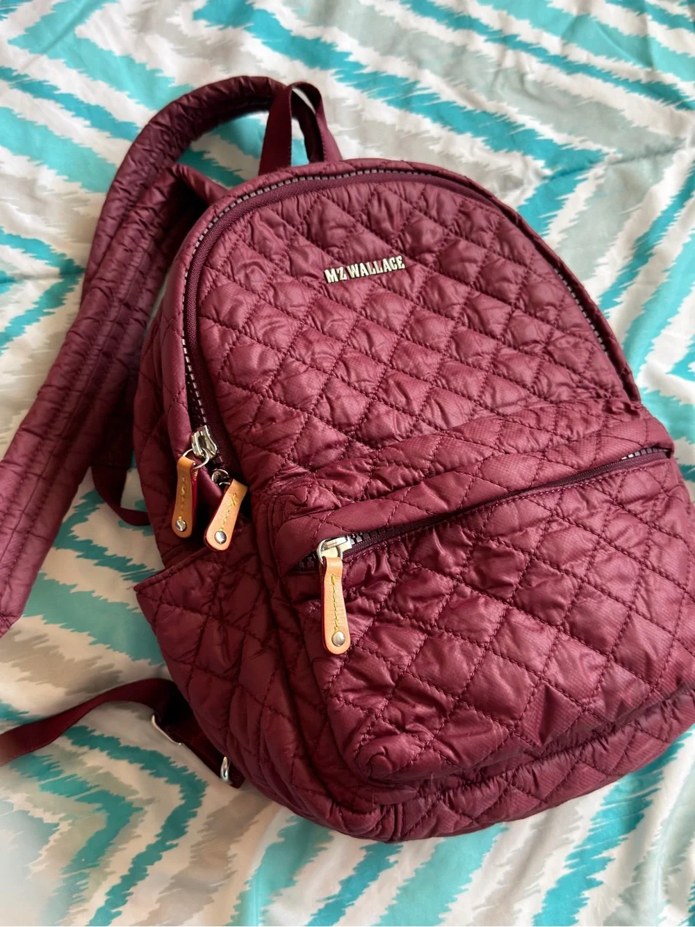 MZ WALLACE Quilted Mini Backpack in Deep Burgundy- Stylish Women’s Bag